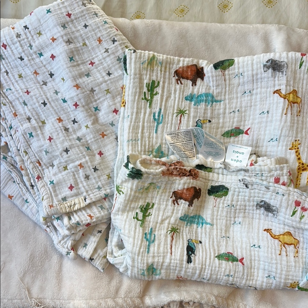 Colorful Muslin Swaddle Blanket Bundle- Pehr and Aden + Anais